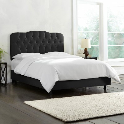 Queen Seville Faux Silk Upholstered Bed Shantung Black - Skyline Furniture