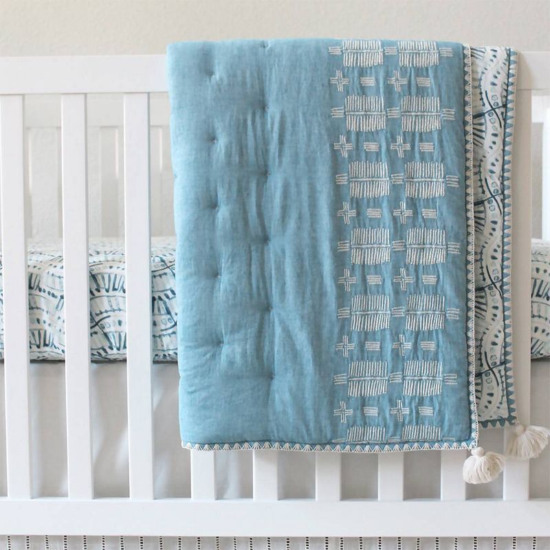 Crane Baby Quilted Baby Reversible Blanket - Caspian Chambray, 6 of 12