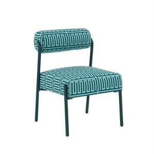 Jolene Green Patterned Upholstered Linen Accent Chair - 1 of 4