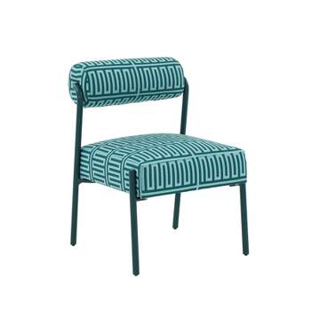 Jolene Green Patterned Upholstered Linen Accent Chair