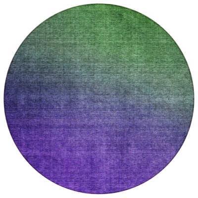 Green Purple And Charcoal Ombre Washable Indoor Outdoor Area Rug