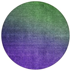 Green Purple And Charcoal Ombre Washable Indoor Outdoor Area Rug - 1 of 4