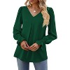 Women's Long Sleeve Tops Dressy Casual V Neck Tunic Shirts Loose Chiffon Work Blouse - 2 of 4