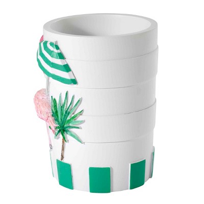 Hand-Painted Flamingo Paradise Resin Bathroom Tumbler