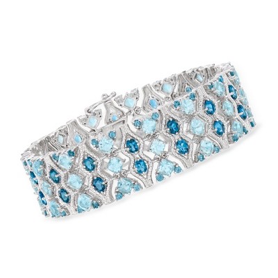 Ross-Simons 26.75 ct. t.w. London and Sky Blue Topaz Bracelet in Sterling Silver