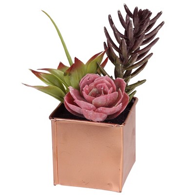 Northlight 7" Mixed Succulent Artificial Potted Arrangement - Green/Purple