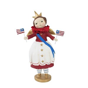 Dee Harvey 9.5 Inch Faye's Flying Flags Patriotic Figurine American Flag Crown Figurines - 1 of 3