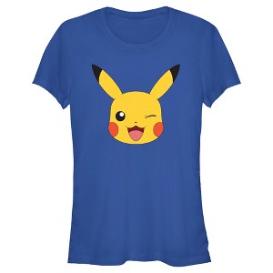 Juniors Womens Pokemon Pikachu Wink Face T-Shirt - 1 of 4