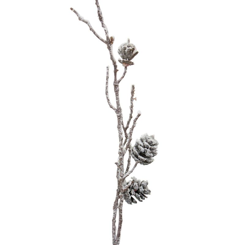 Northlight 42" White and Brown Sparkling Frosted Pinecone Twig Branch, 5 of 7