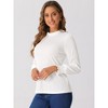 Allegra K Women's Mock Neck Ribbed Knit Smocked Ruffle Cuff Lantern Long Sleeve Top - 2 of 4