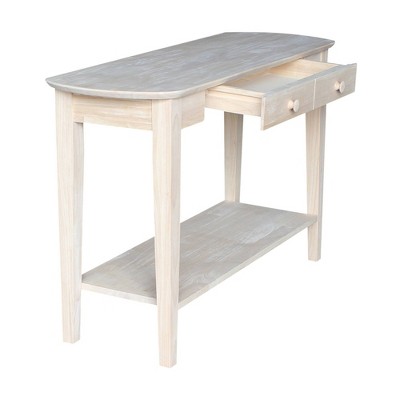 Unfinished Parawood Philips Oval Sofa Table with Storage