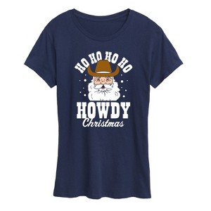 Women's - Instant Message - Santa Howdy Christmas Short Sleeve Graphic T-Shirt - 1 of 4
