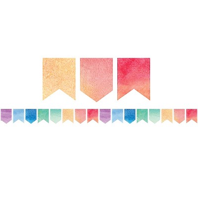 Teacher Created Resources TCR3572 Die-Cut Border Trim 2.75" x 35' Watercolor Pennants