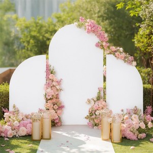COZONY 3-Piece Arch Backdrop Stand Set - 5ft/7.2ft/5ft Double-Sided Stretchy Covers, Round & Half Moon Top for Wedding/Birthday/Baby Showe - 1 of 4