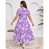 Plus Size Split Layered Hem Fake Button Short Sleeve Summer Maxi Dress - 2 of 3