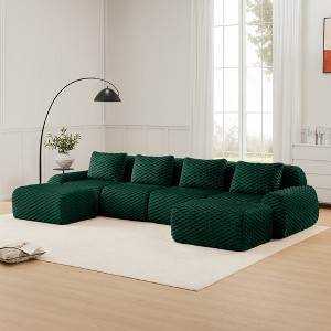 Racxily Modern L-Shaped Modular Sectional Sofa for Living Room, Oversized Couch, Boneless sofa, Movable Ottoman, Buckle connection, Anti-slip Design - 1 of 4