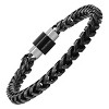 Steeltime Men's oxidized stainless steel wheat chain bracelet with black ip magnetic clasp - 2 of 4