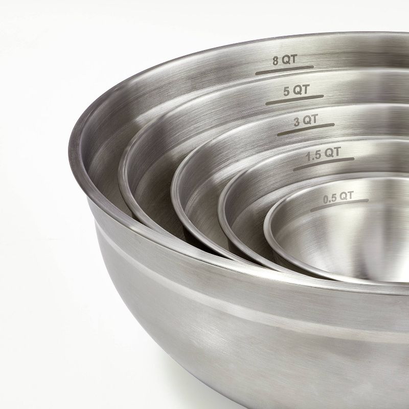 5pc Stainless Steel Non-Slip Mixing Bowls (no lids) Silver - Figmint&#8482;, 3 of 5