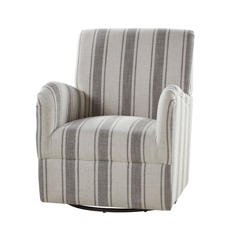 Livia Transitional 360-Degree Swivel Armchair With Jacobean Strip Pattern | HULALA HOME, 1 of 10
