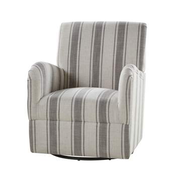 Livia Transitional 360-Degree Swivel Armchair With Jacobean Strip Pattern | HULALA HOME