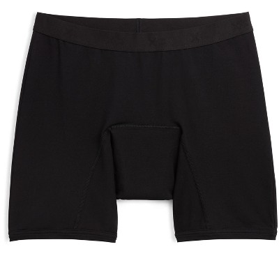 TomboyX Women's First Line Period Leakproof 9 Inseam Boxer Briefs  Underwear, Soft Cotton Stretch Comfortable (XS-6X) X= Black XXX Large