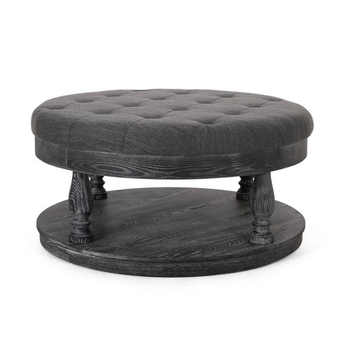 Cimarron Contemporary Round Ottoman With Rolling Casters