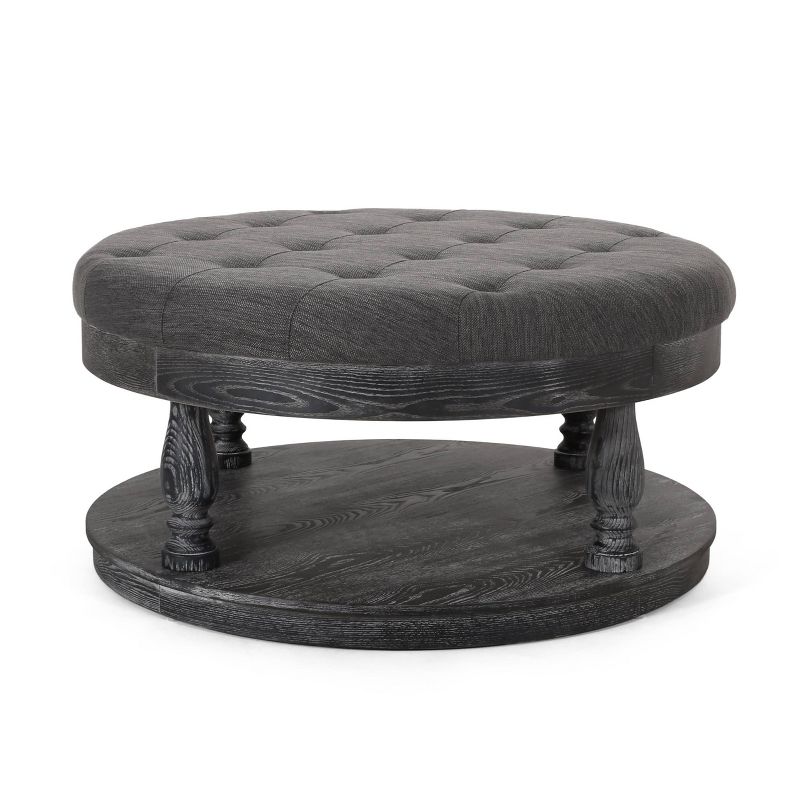 Hewlett Contemporary Fabric Round Ottoman - Christopher Knight Home, 1 of 12