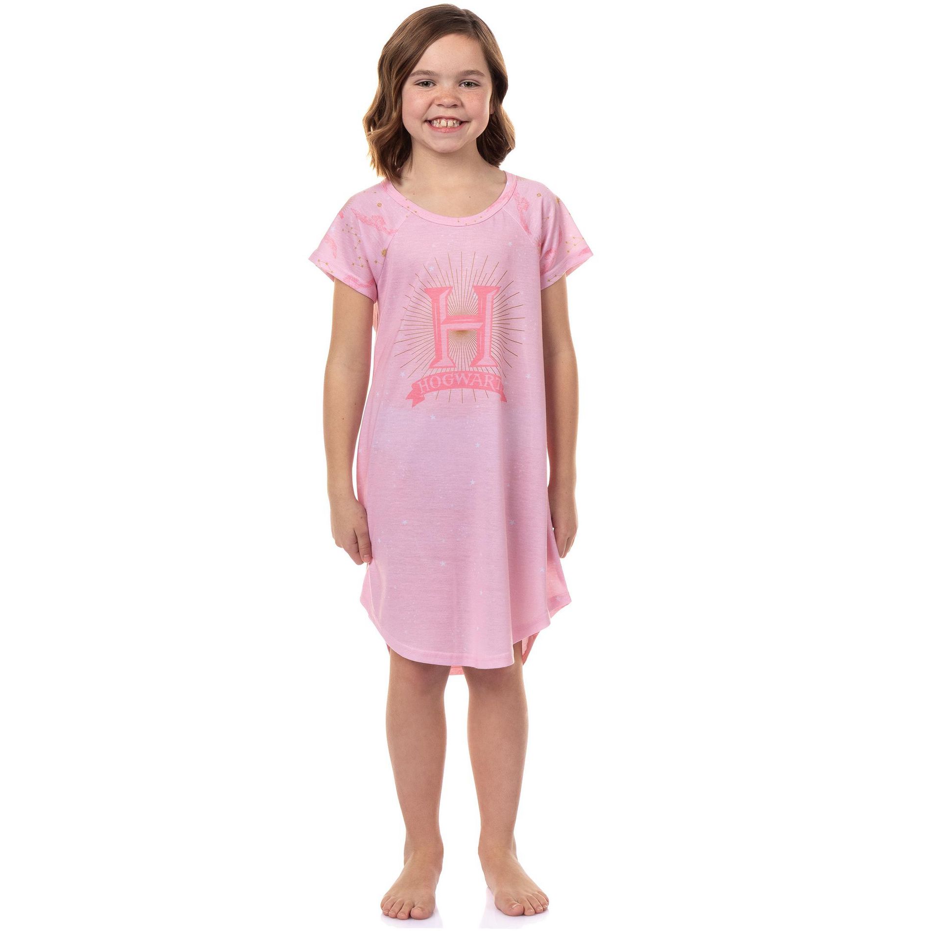Harry Potter Pajamas Girls' Hogwarts Star Burst S/S Raglan Nightgown