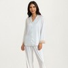 Anna-Kaci Lounge Women's 2-Piece Set Satin Button Front Pajama Top with Lace Trim Sleeves and Matching Elastic Waist Pants - 2 of 4