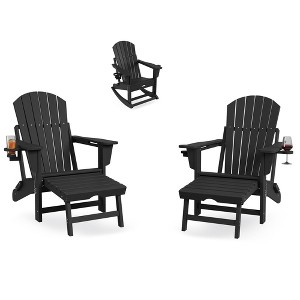 Folding Adirondack Rocking Chair With Footrest - 1 of 4