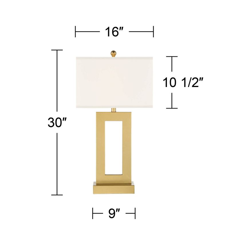 360 Lighting Marshall Modern Table Lamp 30" Tall Gold Open Base Oatmeal Rectangular Shade for Bedroom Living Room Bedside Nightstand Office House Home, 4 of 10