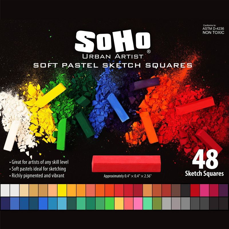 SoHo Urban Artist Slim Soft Pastel Sketch Squares - Richly Pigmented, Vibrant Color Soft Pastels for Artists Professional Pastel Artwork Studies and, 2 of 8