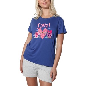 Women's Spongebob Valentine's Love With Gary And Snellie Loose T-Shirt - 1 of 4