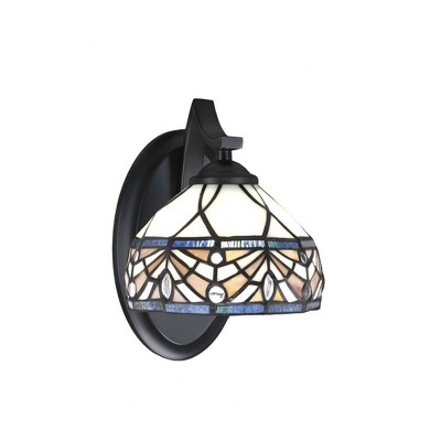 Toltec Lighting Zilo 1 - Light Sconce in  Matte Black with 7" Royal Merlot Art Glass Shade