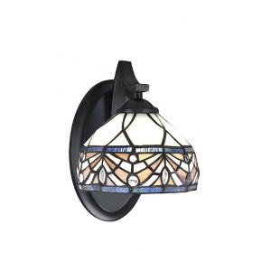 Toltec Lighting Zilo 1 - Light Sconce in  Matte Black with 7" Royal Merlot Art Glass Shade - 1 of 1