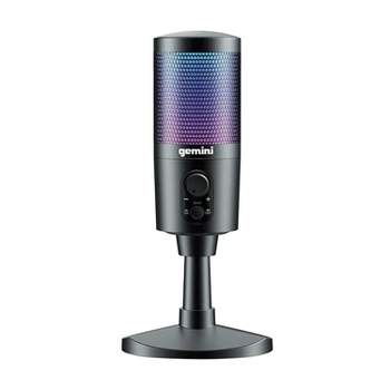 Gemini® USB and Gaming Microphone with LED Lights and Desktop Stand, Black, GSM-100