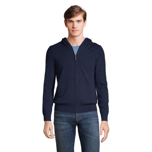 Lands' End Men's Cashmere Full Zip Hoodie - 2X Large - Radiant Navy