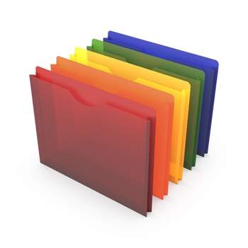 TRU RED Plastic File Pocket, Check Size, Assorted Colors, 5/Pack (TR51840)