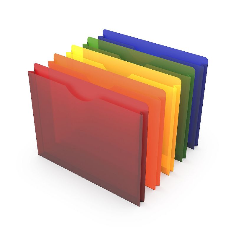 MyOfficeInnovations Poly File Jackets 1" Expansion Letter Size Assorted Colors 10/PK 903616, 1 of 2
