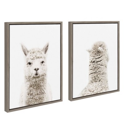Set of 2 Framed Alpaca Canvas Art Prints
