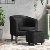 vidaXL Modern Tub Chair with Footstool - Faux Leather Seating for Living Room, Bedroom, Guest Room, or Office - Black - 2 of 4