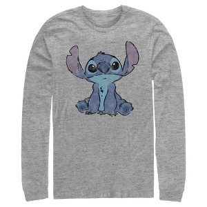 Men's Lilo & Stitch Watercolor Stitch Long Sleeve Shirt - 1 of 4