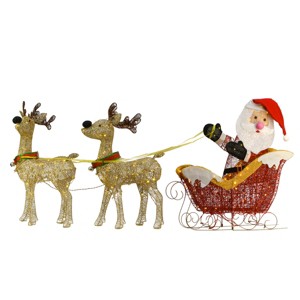 31"& 33"Prelit LED Deer Pulling 33" Sleigh with Santa Warm White Lights - National Tree Company - 1 of 4