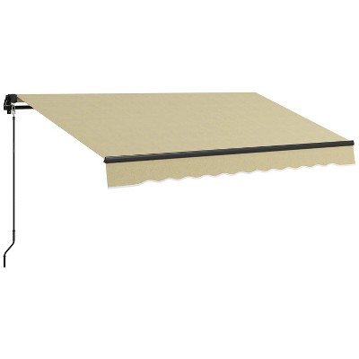 10' x 8' Retractable Awning, Patio Awning Sunshade Shelter with Manual Crank Handle, 280gsm UV Resistant Fabric and Aluminum Frame