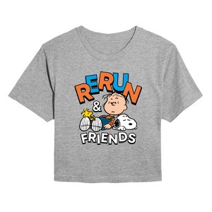 Women's - Peanuts - Rerun And Friends -Juniors Cropped Short Sleeve Graphic T-Shirt Cropped Graphic T-Shirt - 1 of 4