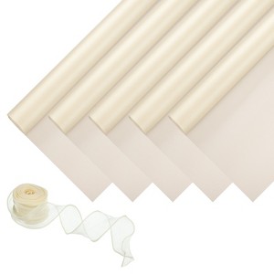 Unique Bargains Decorative Elegant Waterproof Matte Gift Wrap Paper with Ribbon 1 Set - 1 of 4