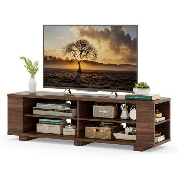 Costway 59'' Wood TV Stand Console Storage Entertainment Media Center w/ Adjustable Shelf