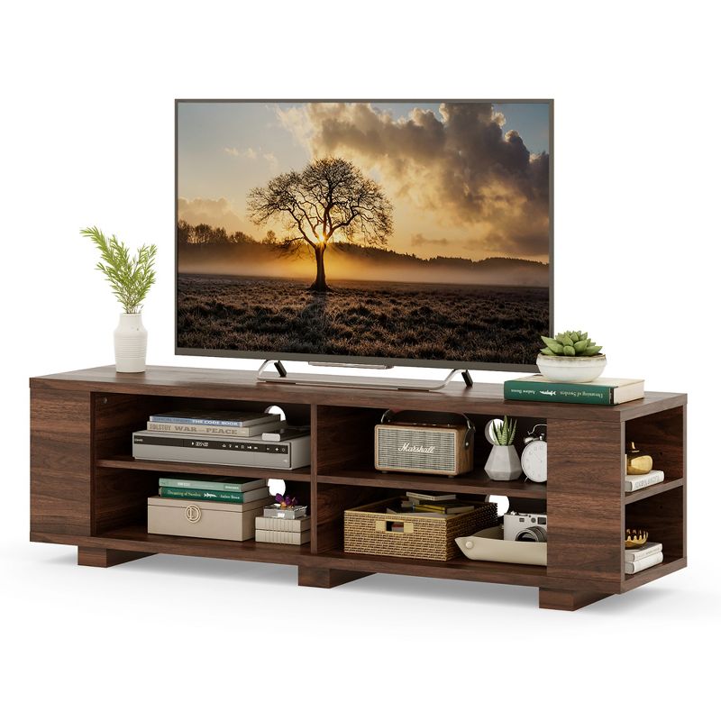 Costway 59'' Wood TV Stand Console Storage Entertainment Media Center w/ Adjustable Shelf, 1 of 10