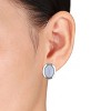 EVERLY JEWELRY | Sterling Silver 21 CT TGW Oval Blue Lace Agate Bezel Set Earrings - 2 of 2