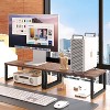 Simple Trending 2 Pack Monitor Stand Riser, Wood Desk Storage Organizer for Office Laptop, Computer, Antique Brown - 2 of 4